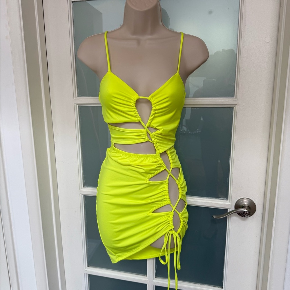Neon Yellow Cut-Out Dress